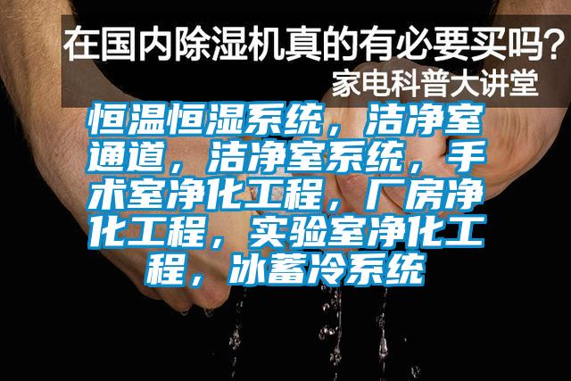 恒温恒湿系统，洁净室通道，洁净室系统，手术室净化工程，厂房净化工程，实验室净化工程，冰蓄冷系统